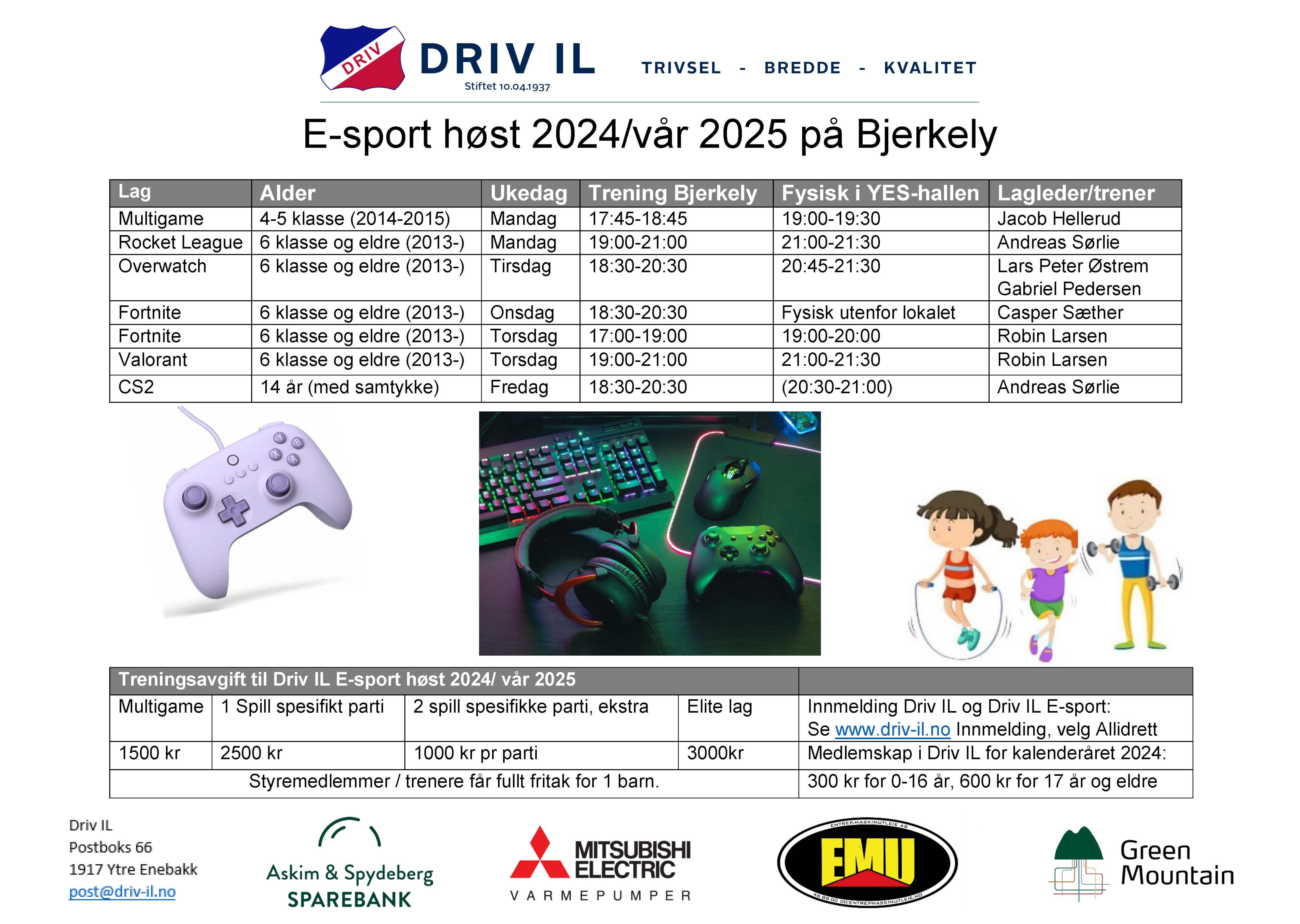 Timeplan høst 2024 / vår 2025